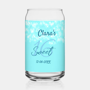 Turquoise teal agate sweet 16 birthday add name da can glass