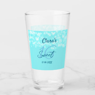 Turquoise teal agate sweet 16 birthday add name da glass