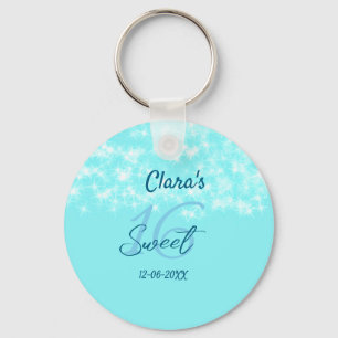 Turquoise teal agate sweet 16 birthday add name da key ring