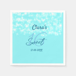 Turquoise teal agate sweet 16 birthday add name da napkin