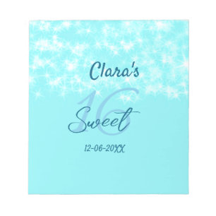 Turquoise teal agate sweet 16 birthday add name da notepad