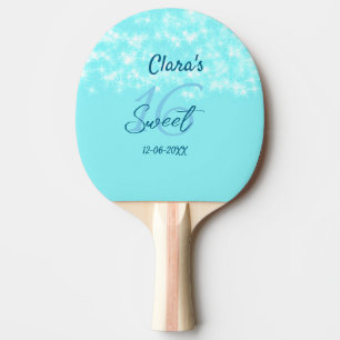 Turquoise teal agate sweet 16 birthday add name da ping pong paddle
