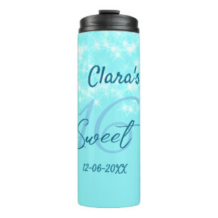 Turquoise teal agate sweet 16 birthday add name da thermal tumbler