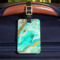 Turquoise Teal Alcohol Ink Faux Gold Custom