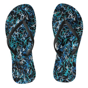 Turquoise, Teal and Black Abstract Thongs