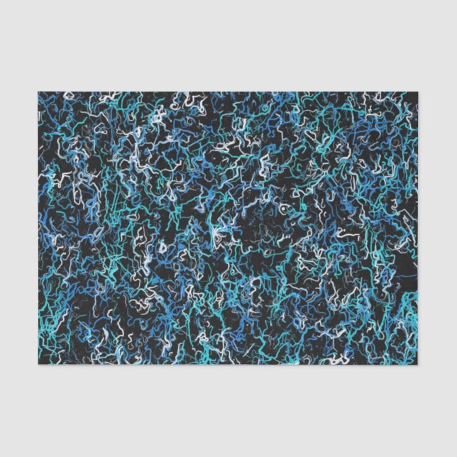 Turquoise, Teal and Black Abstract Tissue Paper (Front)