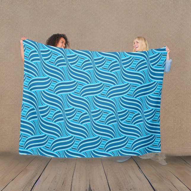 Turquoise Teal and Blue Ribbony Swirls Fleece Blanket (Creator Uploaded)