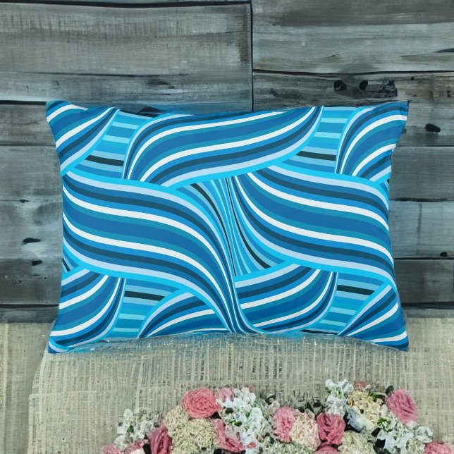 Turquoise Teal and Blue Swirled Ribbons Decorative Cushion (Creator Uploaded)
