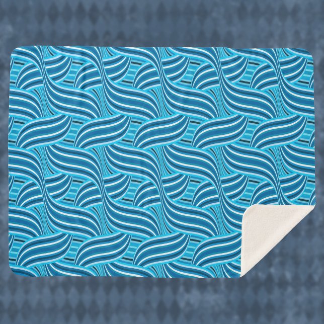 Turquoise Teal and Blue Swirled Ribbons Sherpa Blanket (Creator Uploaded)
