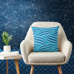 Turquoise Teal and Blue Swirly Swirls Cushion