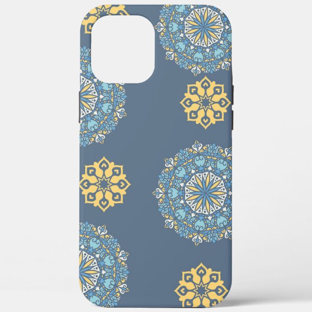 Turquoise Teal Blue an yellow Mandala Art Pattern  Case-Mate iPhone Case (Back)