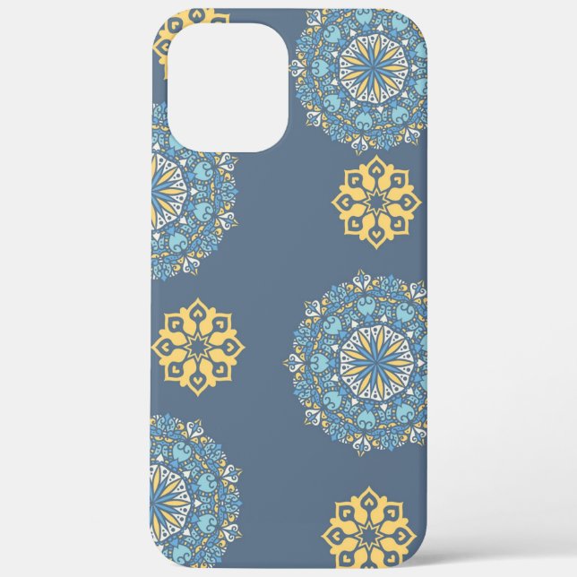 Turquoise Teal Blue an yellow Mandala Art Pattern  Case-Mate iPhone Case (Back)