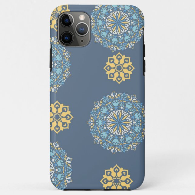 Turquoise Teal Blue an yellow Mandala Art Pattern  Case-Mate iPhone Case (Back)