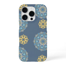 Turquoise Teal Blue an yellow Mandala Art Pattern 