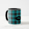 Turquoise Teal Blue Black Buffalo Plaid Monogram