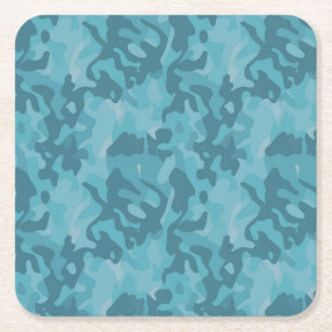 Turquoise Teal Blue Camo Coaster Set
