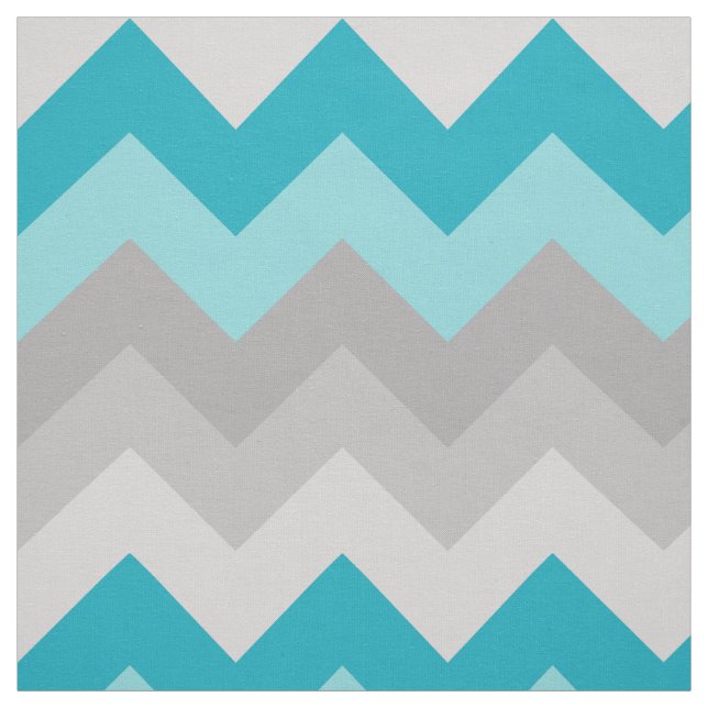 Turquoise Teal Blue Grey Grey Chevron Ombre Fabric (Swatch)