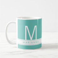 Turquoise Teal Blue Modern Monogram and Name