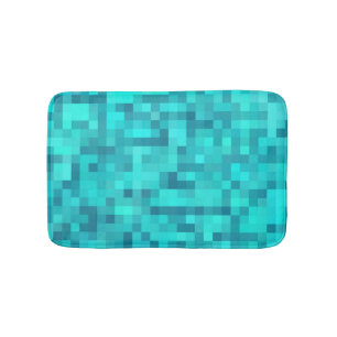 Turquoise Teal Blue Pattern Bath Mat