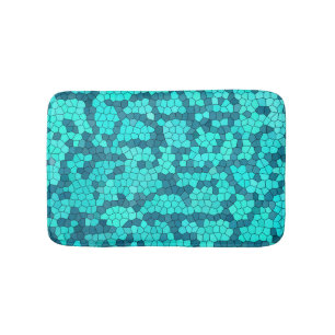 Turquoise Teal Blue Pattern Bath Mat