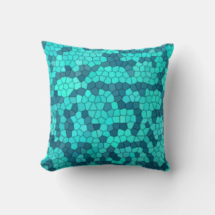 Turquoise Teal Blue Pattern Cushion