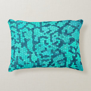 Turquoise Teal Blue Pattern Decorative Cushion