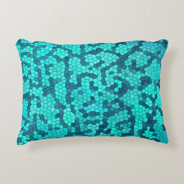 Turquoise Teal Blue Pattern Decorative Cushion (Front)