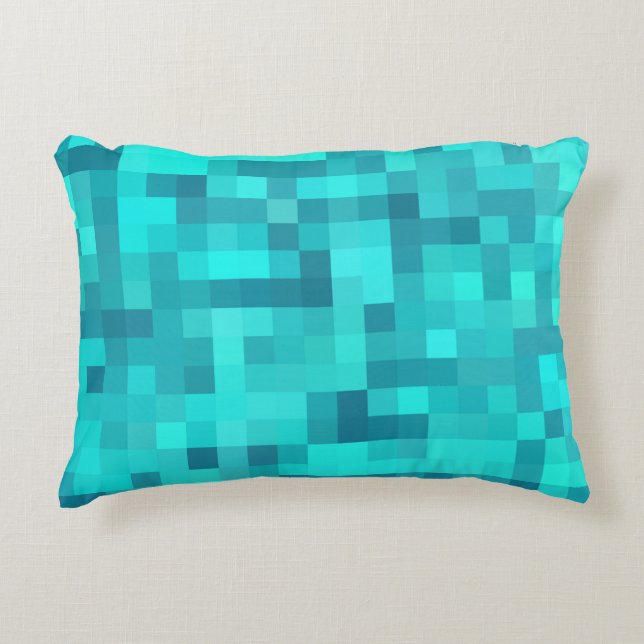 Turquoise Teal Blue Pattern Decorative Cushion (Front)