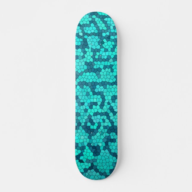 Turquoise Teal Blue Pattern Skateboard (Front)