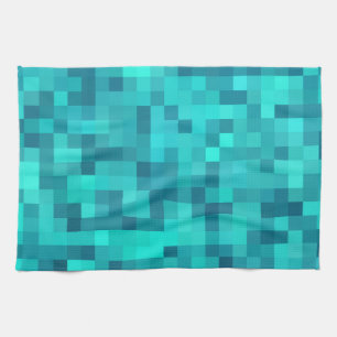 Turquoise Teal Blue Pattern Tea Towel