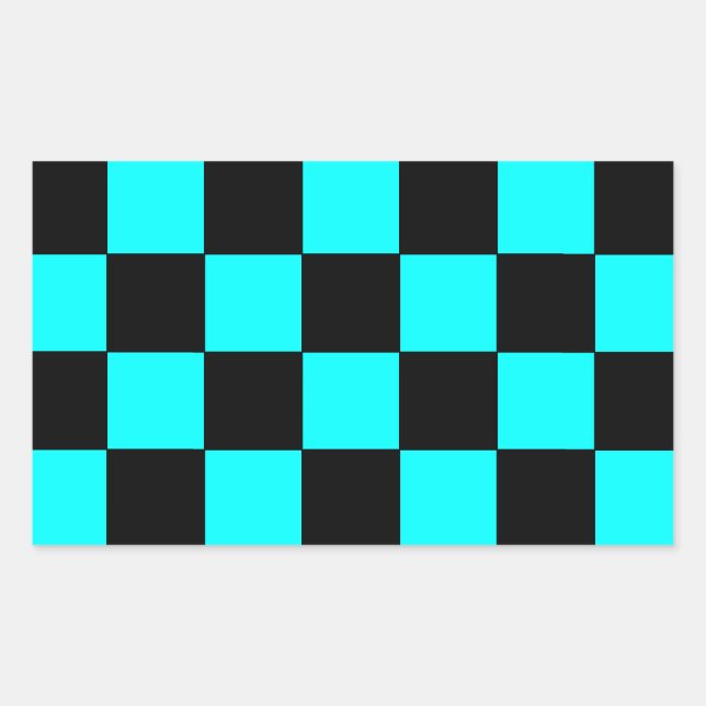 Turquoise Teal Chequerboard Chessboard Stickers 3 (Front)
