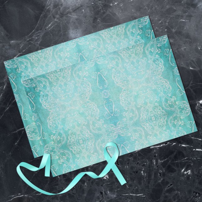Turquoise Teal Classic Baroque Elegant Distressed  Tissue Paper (Creator Uploaded)