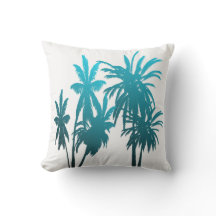 Turquoise Teal Fade Palm Trees Tropical Sunset