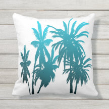 Turquoise Teal Fade Palm Trees Tropical Sunset