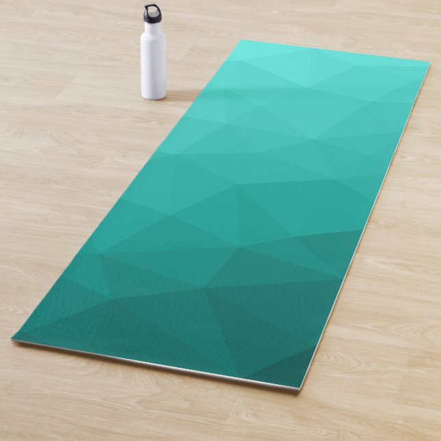 Turquoise teal Gradient Geometric Mesh Pattern Yoga Mat (In Situ)
