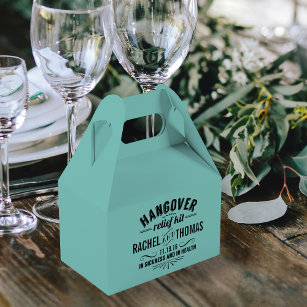 Turquoise Teal Hangover Relief Kit Favour Box