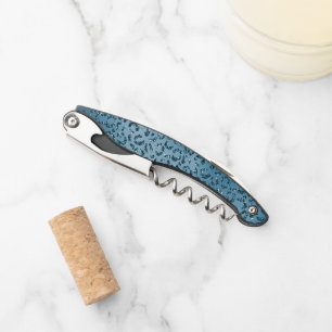 Turquoise Teal Leopard Print Glitter Corkscrew