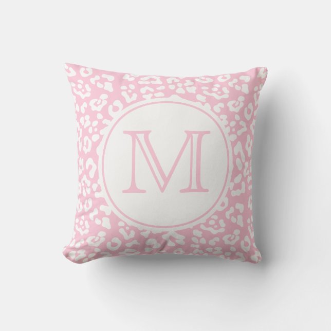 Turquoise Teal Leopard Print Monogram Initial Cushion (Front)