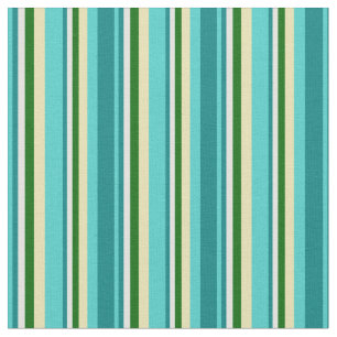 Turquoise, Teal, Light Cyan, Dark Green & Tan Fabric