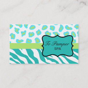 Turquoise, Teal & Lime Zebra & Cheetah Skin Custom Business Card