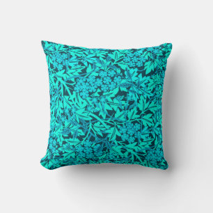 Turquoise & Teal Modern Jasmine Floral Pattern Cushion