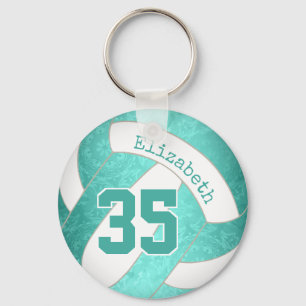 turquoise teal personalised girly volleyball key ring