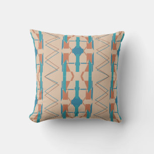 Turquoise Teal Rust Tan Southwest Look Mosaic Cushion