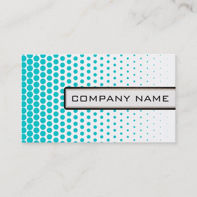 Turquoise Techno Dots Elegant Modern White Business Card (Front)