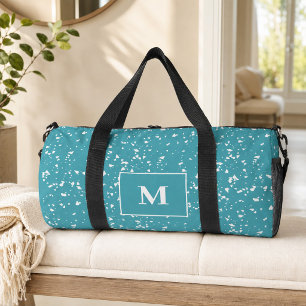 Turquoise Terrazzo Custom Monogram Duffle Bag