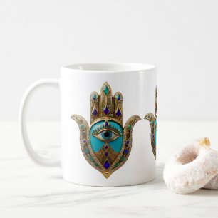 Turquoise Third Eye Hamsa Coffee Mug