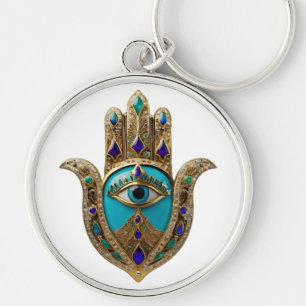Turquoise Third Eye Hamsa Key Ring
