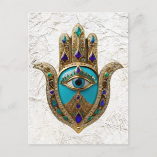 Turquoise Third Eye Hamsa Postcard