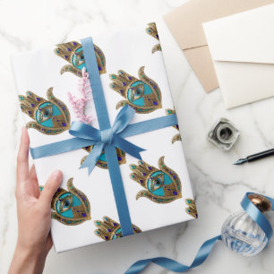 Turquoise Third Eye Hamsa Wrapping Paper