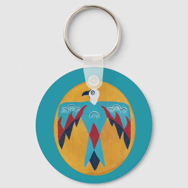 Turquoise Thunderbird Key Ring (Front)
